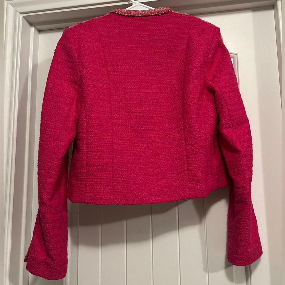 Cabi Ballroom Preppy Jacket Blazor| Size Small | Fuchsia Bouclé Tweed - Picture 14 of 14